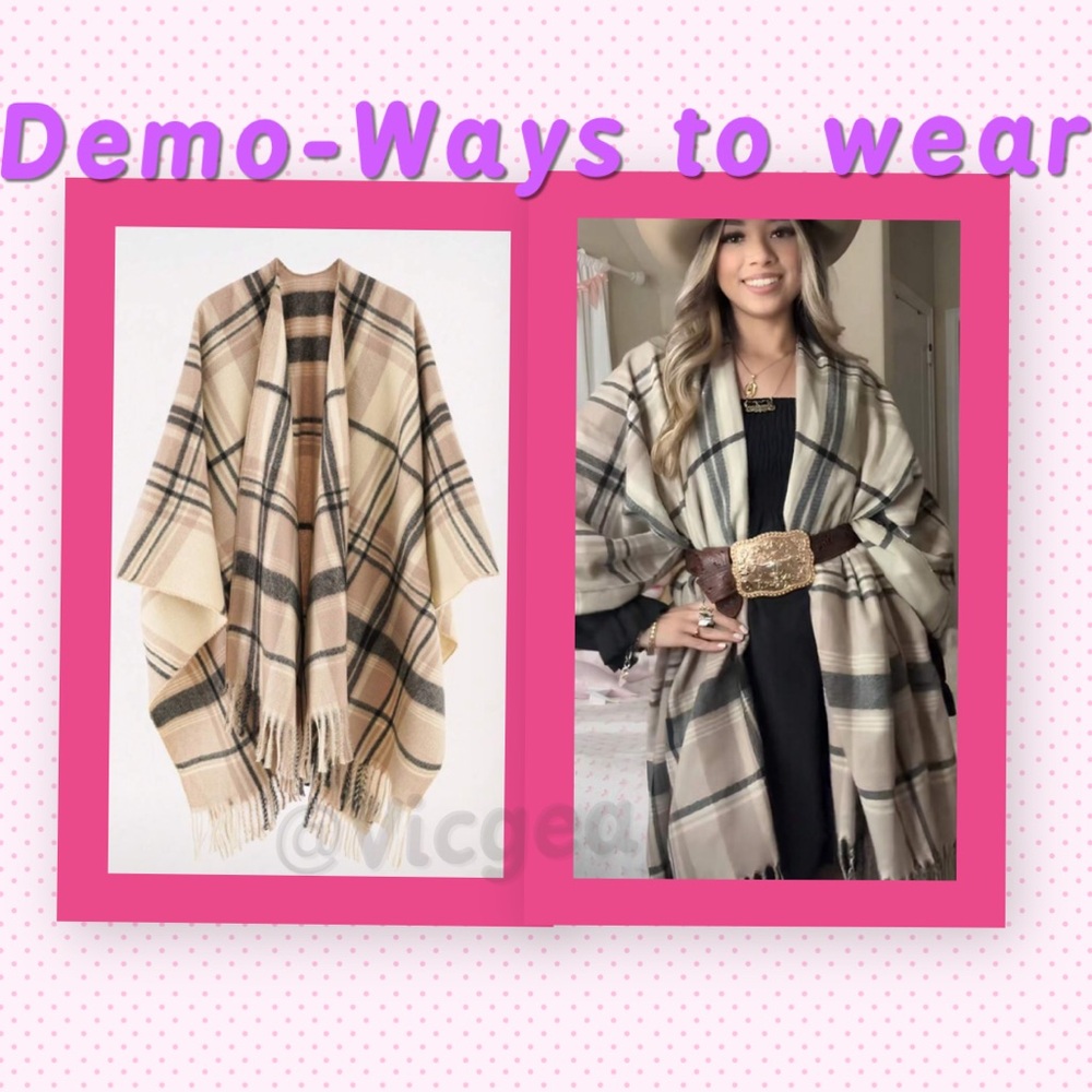 Boho Western Plaid Poncho. Super Soft and Versatile. Beautifully crafted. OSFM